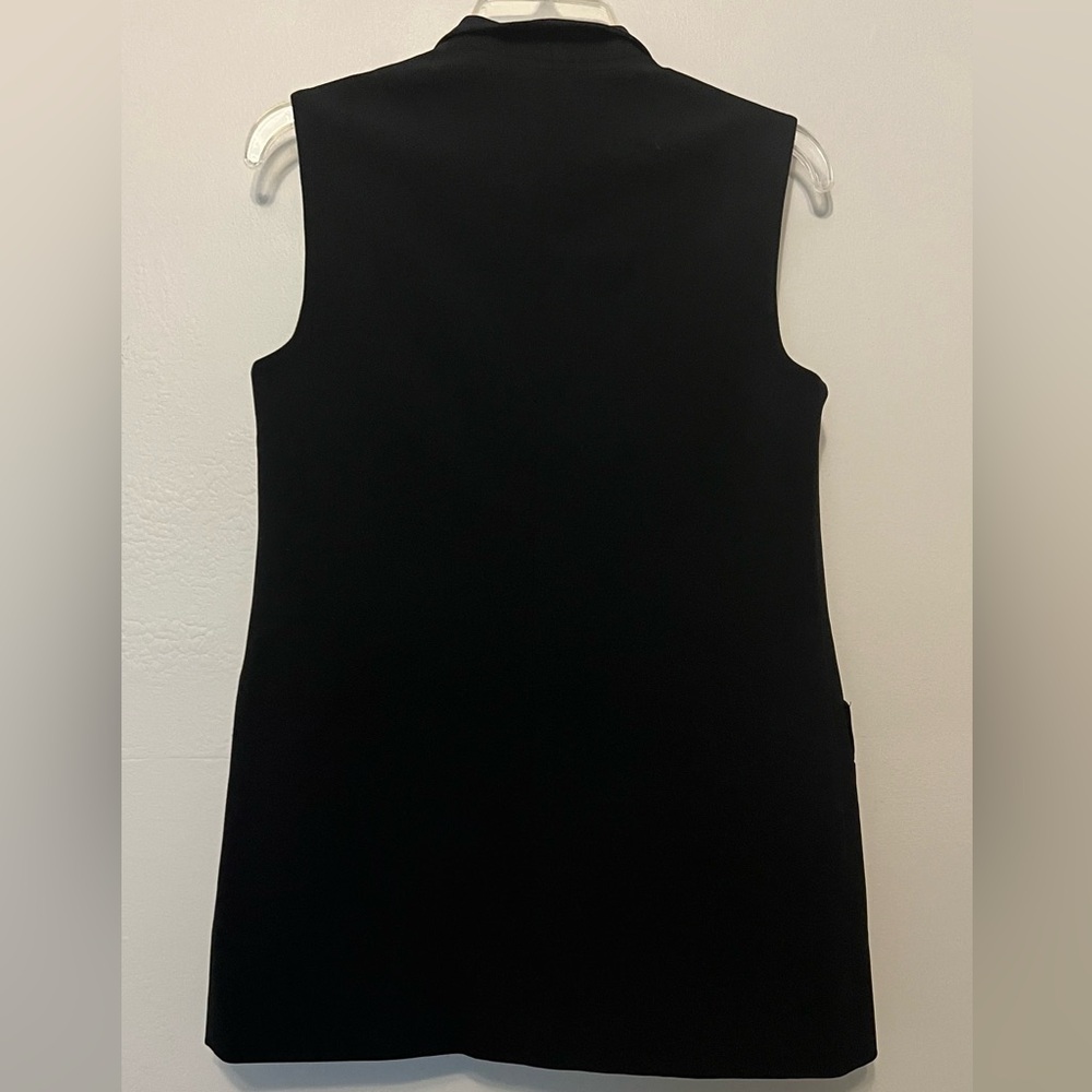 AK ANNE KLEIN BLACK OPEN SUITING LONG VEST BLAZER WITH POCKETS SIZE 6